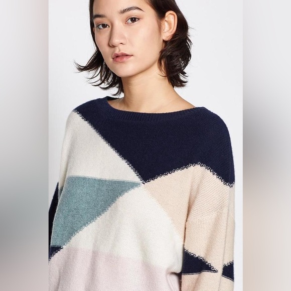 Joie Megu Wool/Cashmere Cropped Sweater Porcelain Multi Size XS - Picture 2 of 12